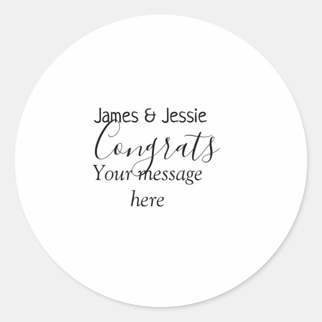 Adesivo Congrats add name message wedding newly wed couple (Frente)