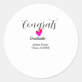 Adesivo Congrats graduation name class of 20XX year heart 