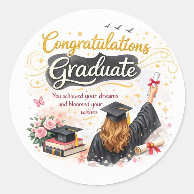 Adesivo Congratulations Graduate Sticker Gift Idea (Frente)
