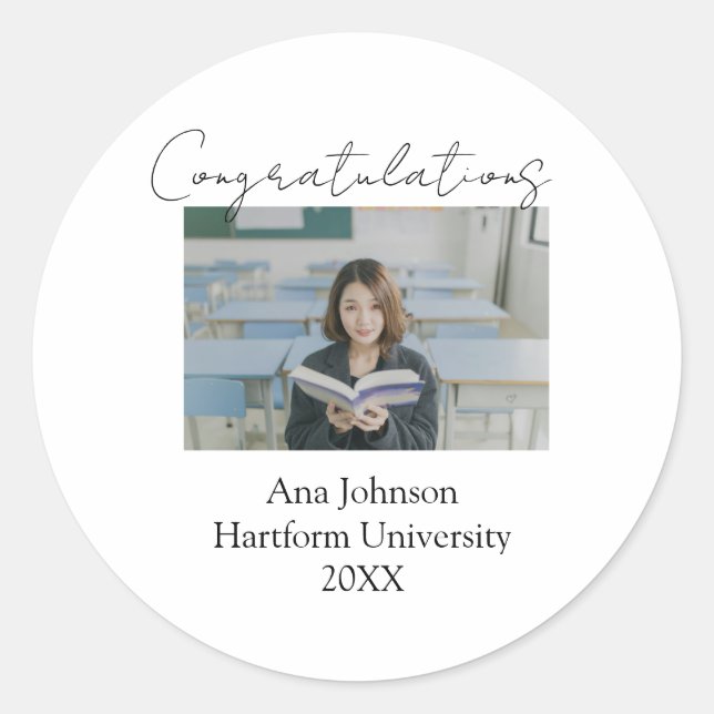 Adesivo Congratulations photo graduate name university yea (Frente)