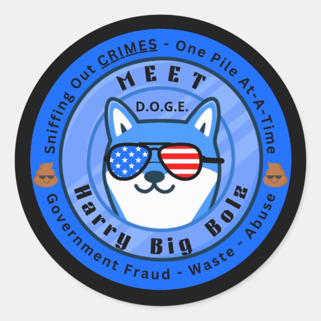 Adesivo Conheça D.O.G.E. Harry Big Bolz (Frente)