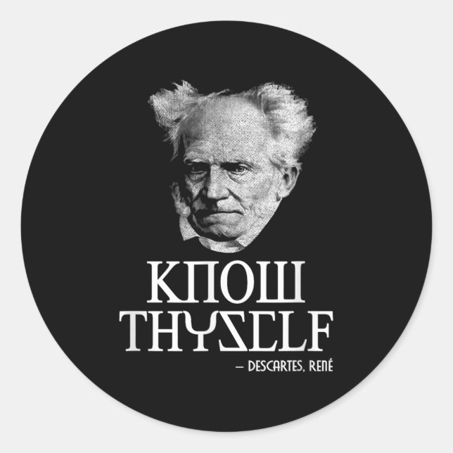 Adesivo Conhece-te Sócrates Descartes Schopenhauer Philo (Frente)