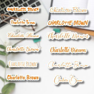 Adesivo Conjunto 12   Nome Na moda de Laranja Transparente