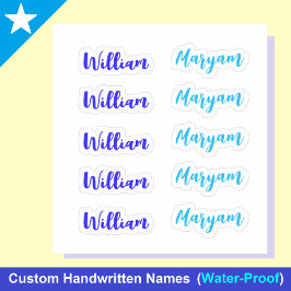 Adesivo (Conjunto Azul de 10) Nome de Letra de Assinatura 