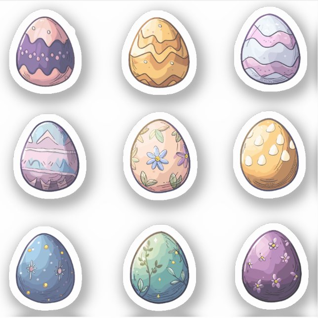 Adesivo Conjunto Colorido De Ovos De Páscoa De Algodão (Frente)