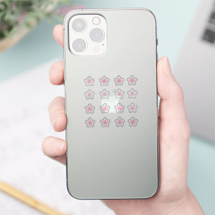Adesivo Conjunto de 16 Estrelas Rosa Suave