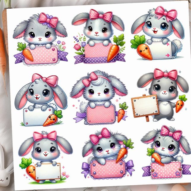 Adesivo Conjunto de 2 suportes de sinal de coelho de Pásco (Criador carregado)