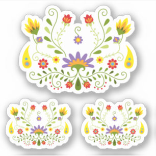 Adesivo Conjunto de 3 Floral Mexicano Tradicional Roxo