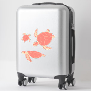 Adesivo Conjunto de 3 tartarugas marinhas cor-de-rosa Ocea