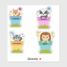 Conjunto De 4 Animais Curiosos Em Potes De Jardim