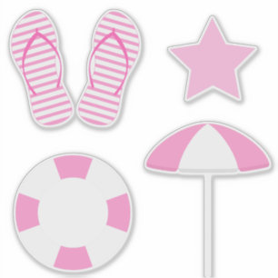 Adesivo Conjunto de 4 Preppy Pink Beach Summer