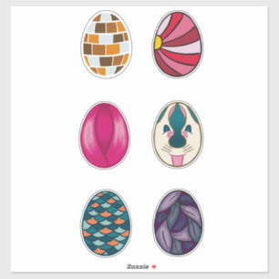 Adesivo Conjunto de 6 Ovos de Páscoa Coloridos