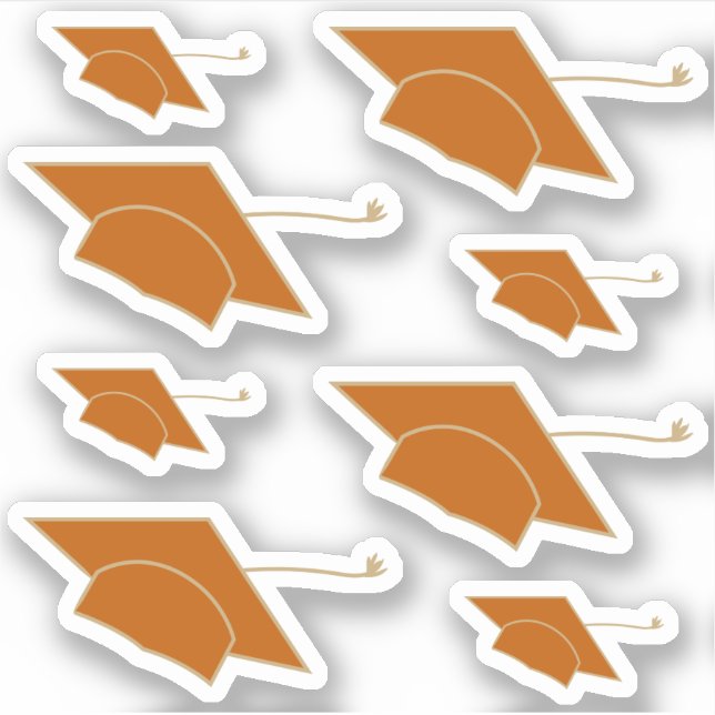 Adesivo Conjunto de 8 Bonés de formatura laranja queimados (Frente)