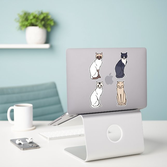 Adesivo Conjunto de animais retrorreflectores de gatos-do- (Laptop na mesa)