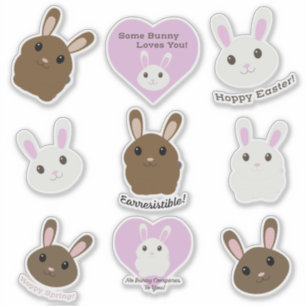 Adesivo Conjunto de autocolantes de coelhos de Páscoa