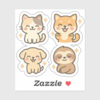 Conjunto de Autocolantes de Kawaii | Gato, Cachorr