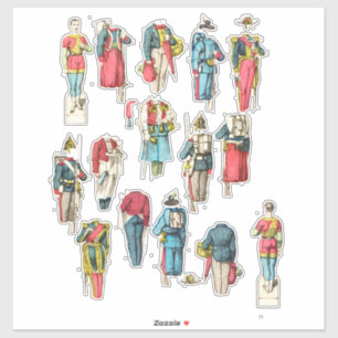 Adesivo conjunto de bonecas de papel miniatura de soldado