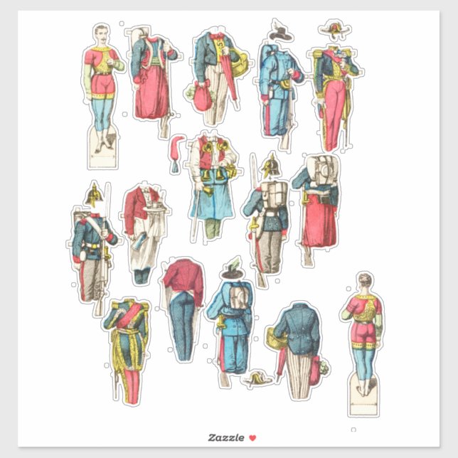 Adesivo conjunto de bonecas de papel miniatura de soldado (Folha)