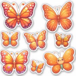 Adesivo conjunto de borboletas laranja vibrantes