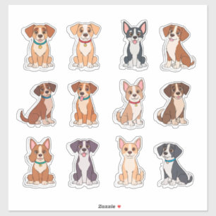 Adesivo Conjunto de Cachorros Adoráveis