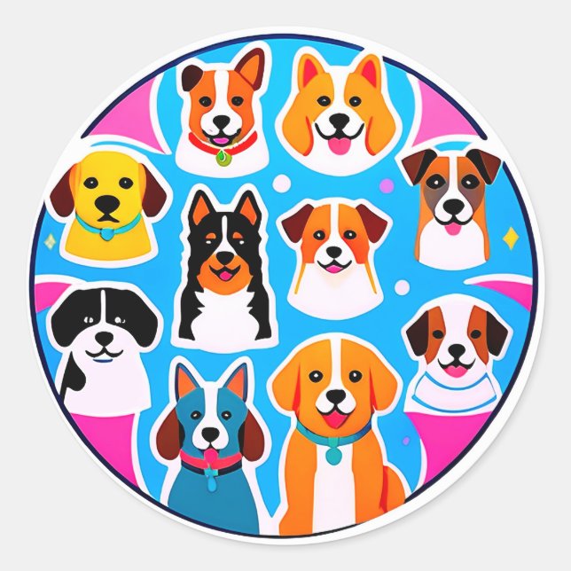 Adesivo Conjunto de Cachorros Adoráveis (Frente)