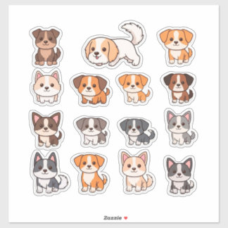 Adesivo Conjunto de Cães Adoráveis