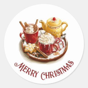 Adesivo Conjunto de chá dourado festivo, com Choco quente,