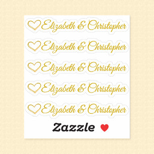 Adesivo Conjunto de Cinco Assinaturas de Coração Dourado P