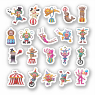 Adesivo Conjunto de Circos Personagens de desenho animados