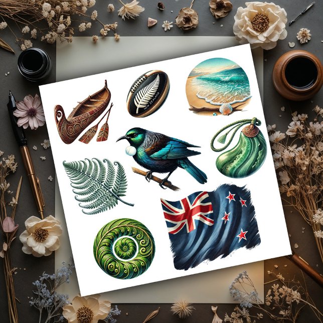 Adesivo Conjunto de Coisas Kiwis da Nova Zelândia 1 (Criador carregado)