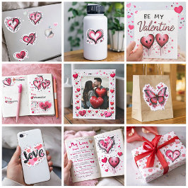 Adesivo Conjunto de corações de São Valentim