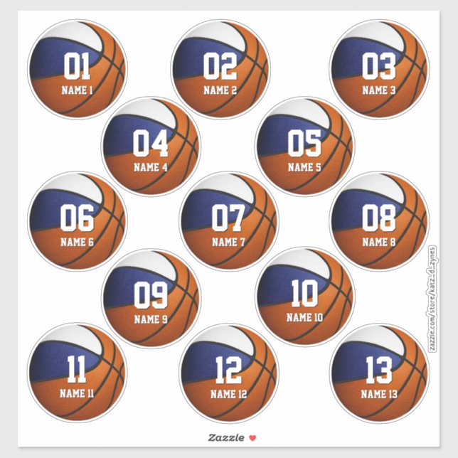 Adesivo conjunto de cores azuis da equipe de basquetebol b (Folha)