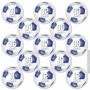 Adesivo conjunto de cores de time azul branco 13 jogadores