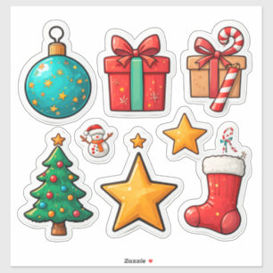 Adesivo Conjunto de Elementos Coloridos de Natal