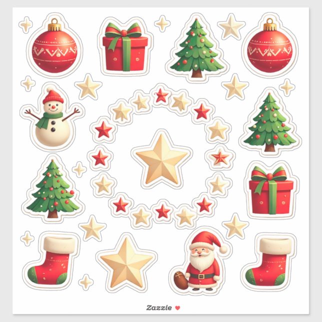 Adesivo Conjunto de Elementos Coloridos de Natal (Folha)
