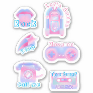 Adesivo Conjunto de excelentes de retrato de música rosa