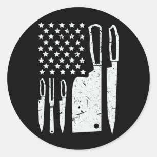 Adesivo Conjunto de Facas de Chef Camisa Patriótica Bandei