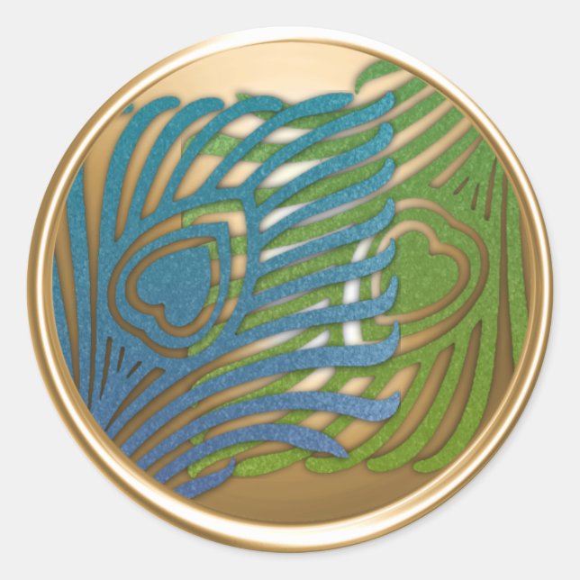 Adesivo Conjunto de Fechos de Envelope Peacock de Arte Dou (Frente)