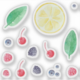 Adesivo Conjunto de frutas vermelhas em aquarela