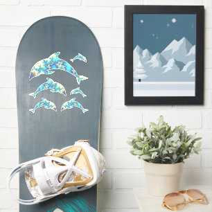 Adesivo Conjunto de Golfinhos Fractais Azul e Amarelo