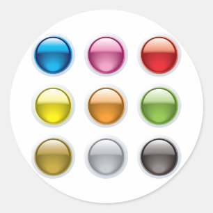Adesivo Conjunto de Ícones de Botões Coloridos Brilhantes