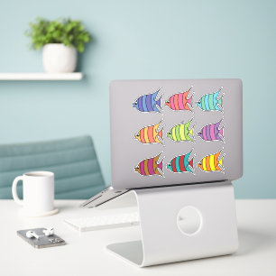 Adesivo conjunto de peixes animados