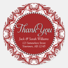 Adesivo Conjunto de Renda Fractal Vermelha e Branca Obriga