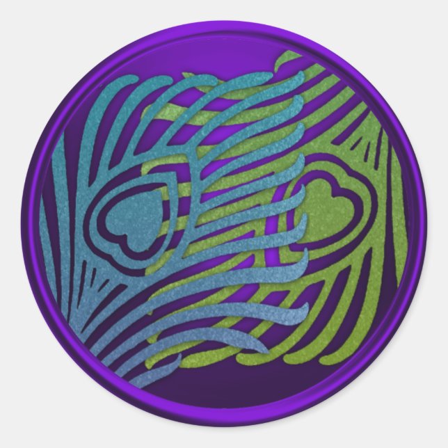 Adesivo Conjunto de Selos de Envelope de Pavão Art Déco Ro (Frente)