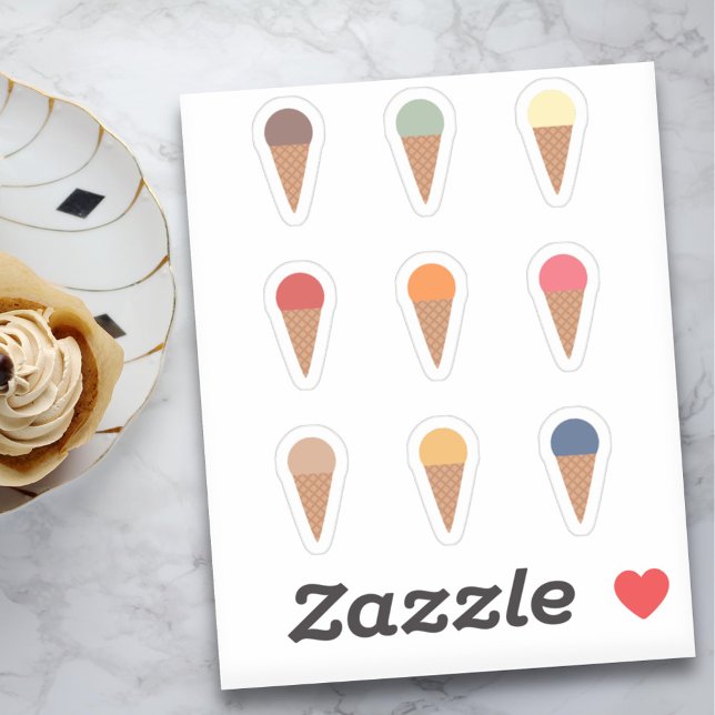 Adesivo Conjunto de Sorvetes (Set of Ice Cream Cone Stickers)