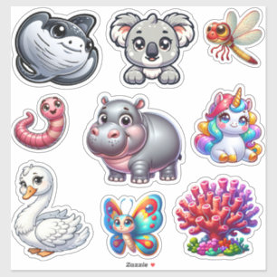 Adesivo Conjunto de Vinhetas Animal Wonderland 3D
