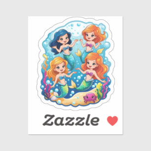 Adesivo Conjunto Divertido Personalizado de Amigas Sereias