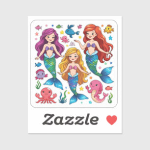 Adesivo Conjunto Divertido Personalizado de Amigas Sereias