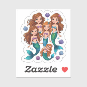 Adesivo Conjunto Divertido Personalizado de Amigas Sereias