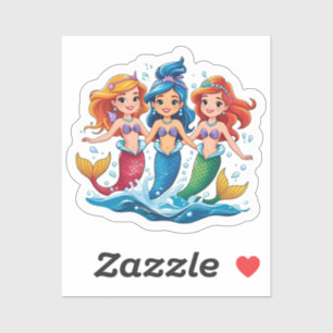 Adesivo Conjunto Divertido Personalizado de Amigas Sereias